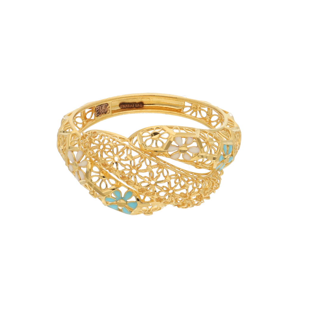 Gold Flower Design Ring 21KT - FKJRN21KM9672