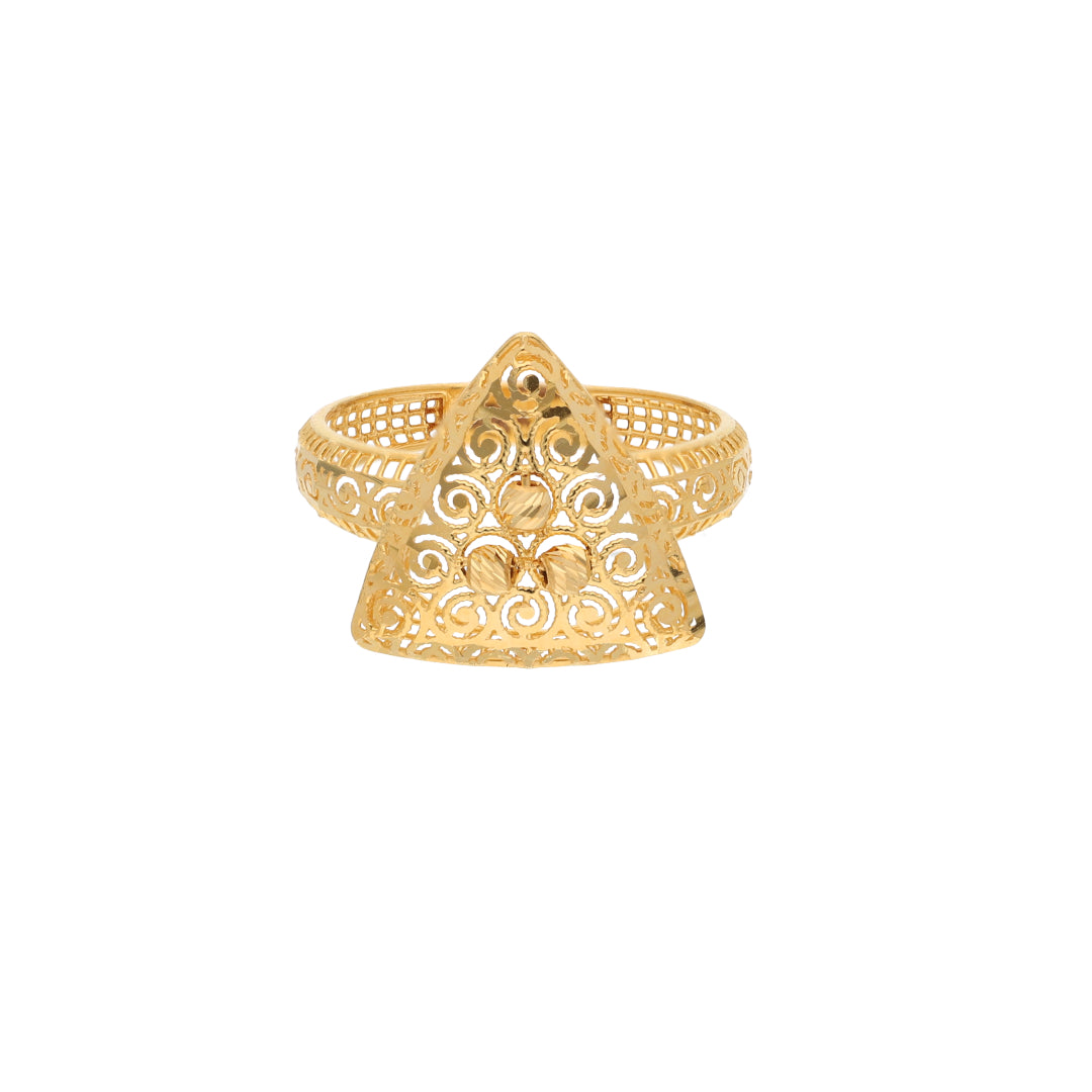 Gold Traditional Triangle Filigree Ring 21KT - FKJRN21KM9680