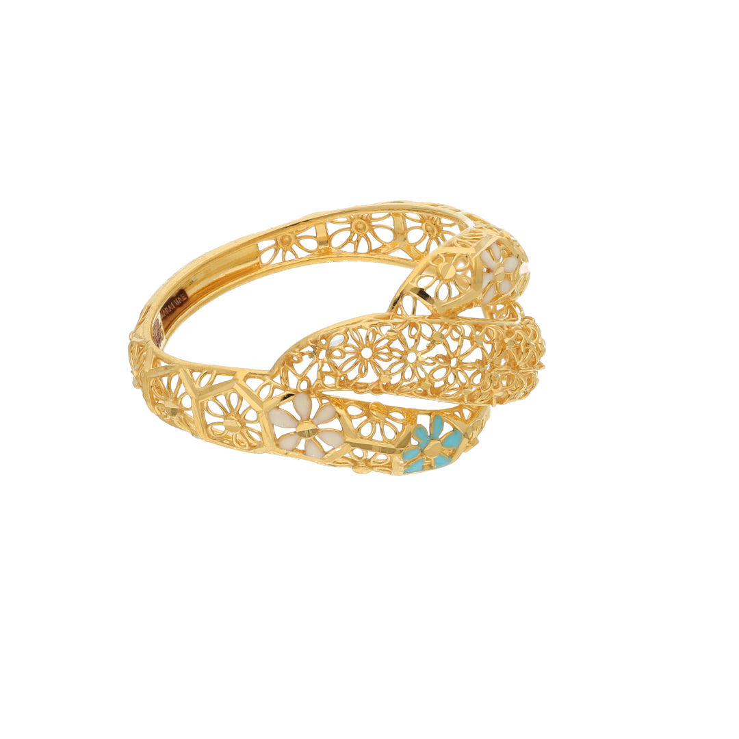 Gold Flower Design Ring 21KT - FKJRN21KM9672