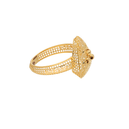 Gold Traditional Triangle Filigree Ring 21KT - FKJRN21KM9680