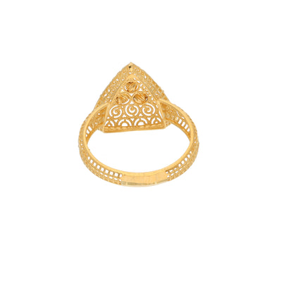 Gold Traditional Triangle Filigree Ring 21KT - FKJRN21KM9680