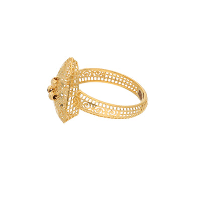 Gold Traditional Triangle Filigree Ring 21KT - FKJRN21KM9680