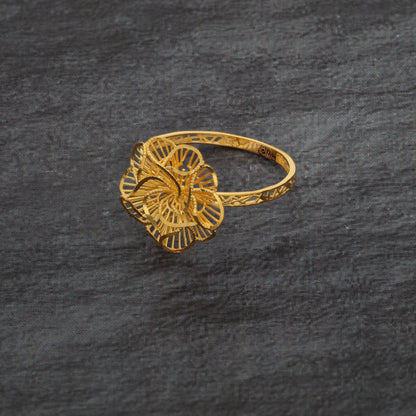 Gold Traditional Flower Design Ring 21KT - FKJRN21KM9681