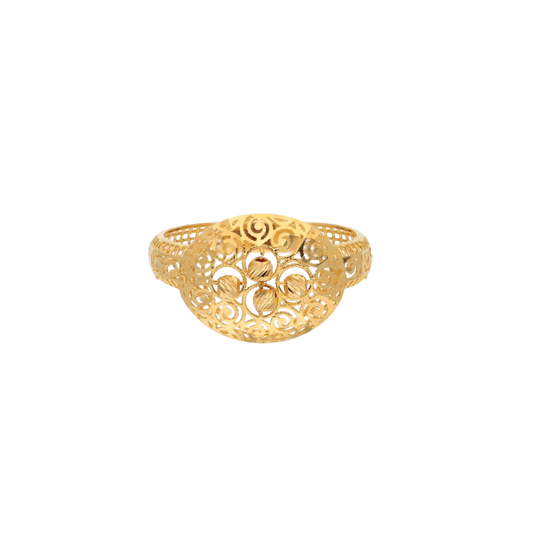 Gold Round Spiral Design Ring 21KT - FKJRN21KM9683