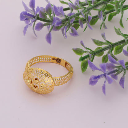 Gold Round Spiral Design Ring 21KT - FKJRN21KM9683