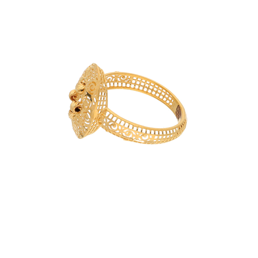 Gold Oval Spiral Design Ring 21KT - FKJRN21KM9684