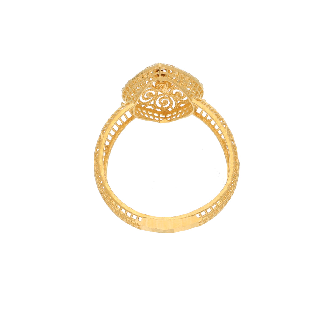 Gold Floral Design Ring 21KT - FKJRN21KM9685