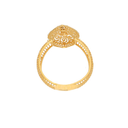 Gold Floral Design Ring 21KT - FKJRN21KM9685