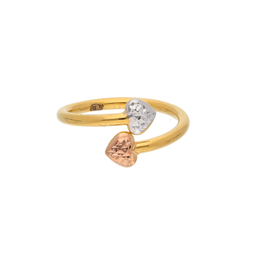 Gold Double Heart Shaped Ring 21KT - FKJRN21KM9686