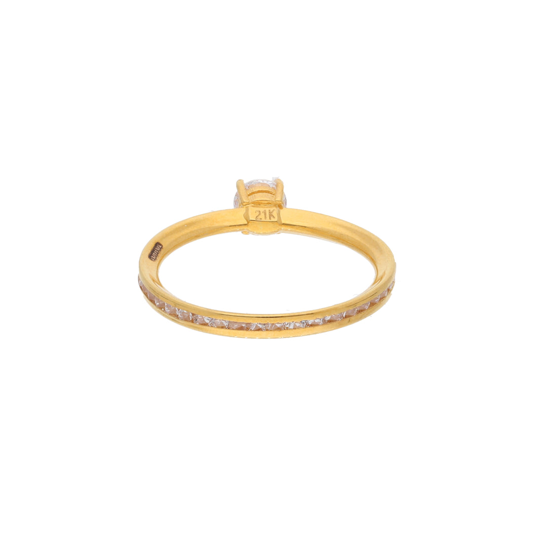 Gold Cubic Zircon Ring 21KT - FKJRN21KM9687