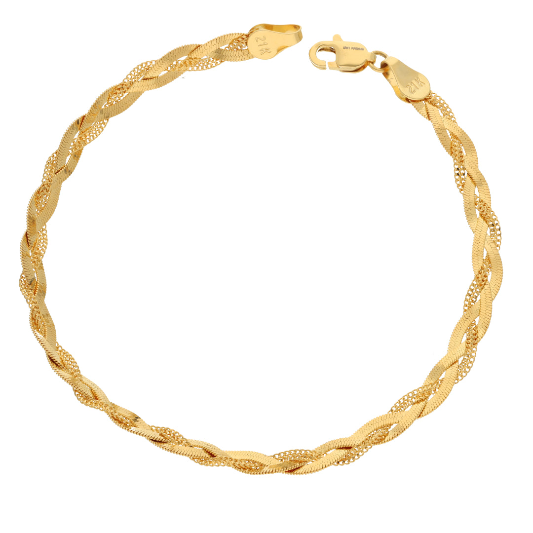 Gold Braid Shaped Bracelet 21KT - FKJBRL21KM9551