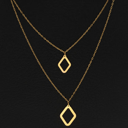 Gold Diamond Shaped Necklace 21KT - FKJNKL21KM9562