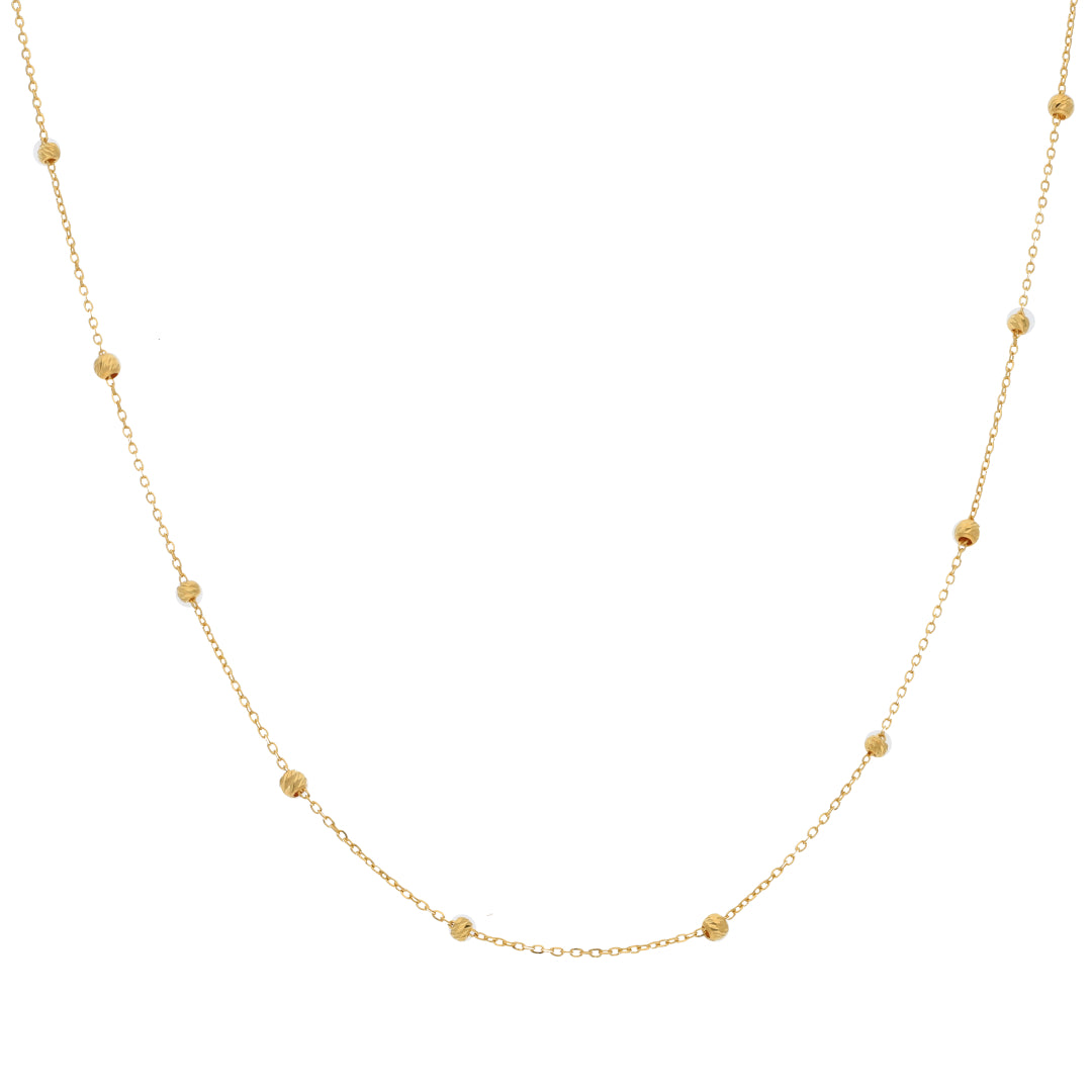 Gold Stud Ball Shaped Necklace 21KT - FKJNKL21KM9564