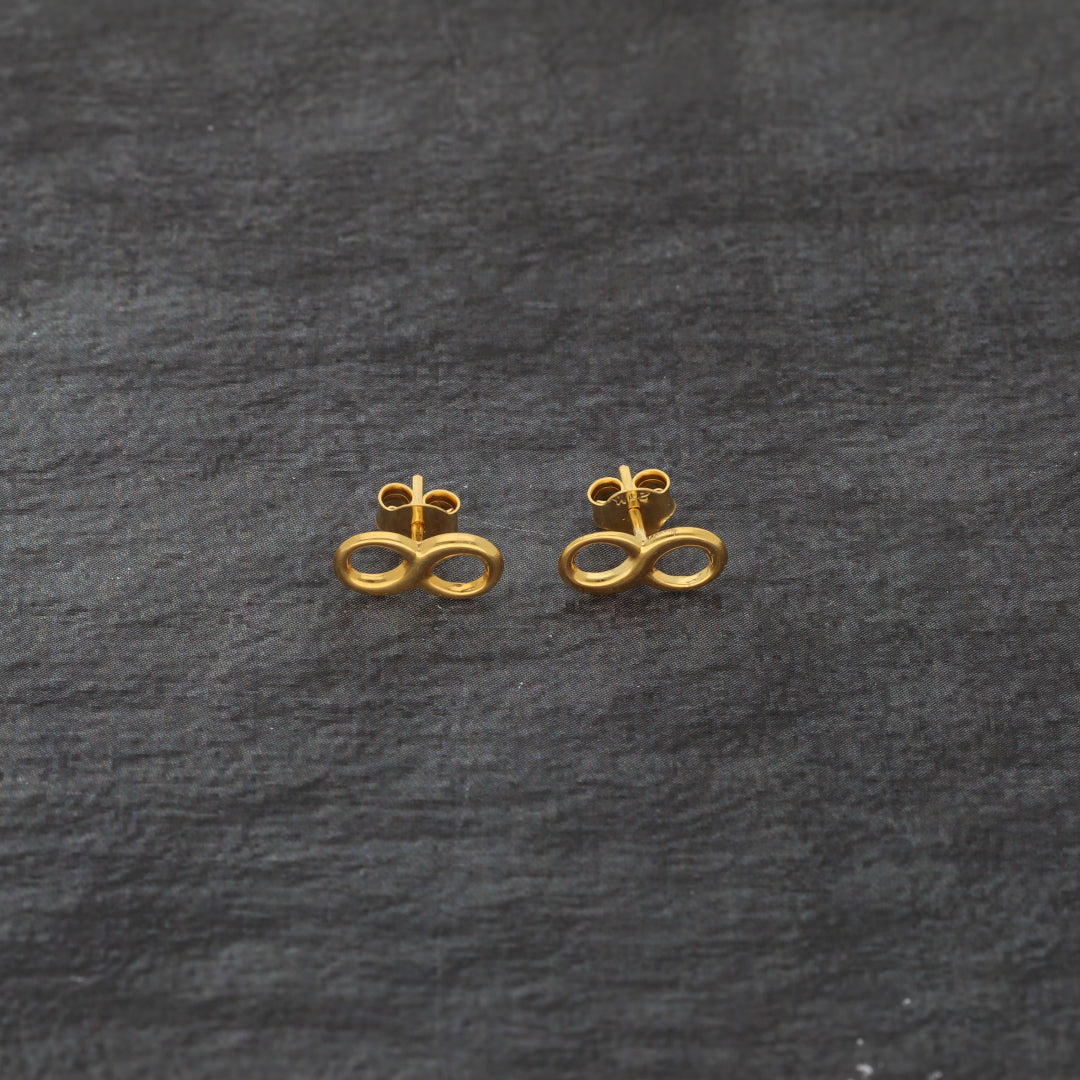 Gold Infinity Shaped Stud Clip Earrings 21KT - FKJERN21KM9590