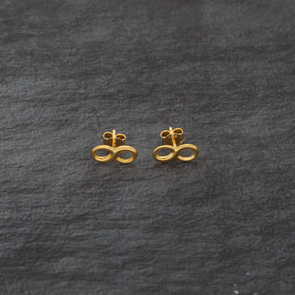 Gold Infinity Shaped Stud Clip Earrings 21KT - FKJERN21KM9590