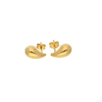 Gold Liquid Drop Shaped Stud Clip Earrings 21KT - FKJERN21KM9591