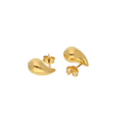 Gold Liquid Drop Shaped Stud Clip Earrings 21KT - FKJERN21KM9591