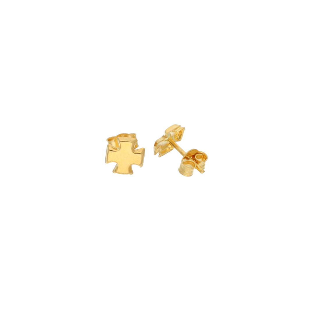 Gold Plus Sign Shaped Stud Clip Earrings 21KT - FKJERN21KM9592