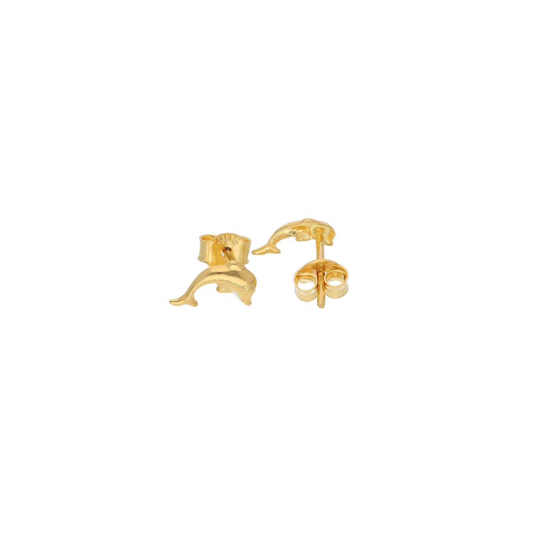 Gold Dolphin Shaped Stud Clip Earrings 21KT - FKJERN21KM9593