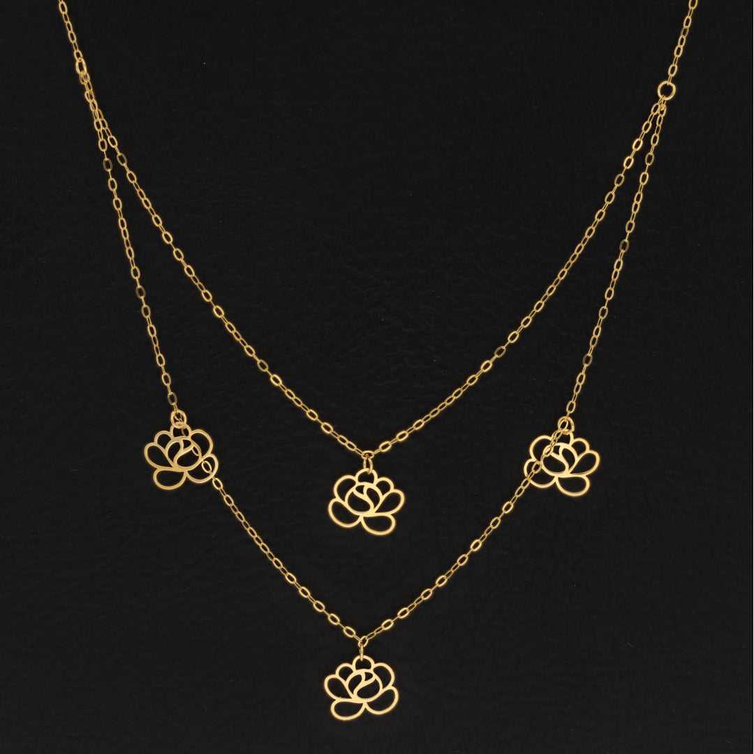 Gold Rose Shaped Necklace 21KT - FKJNKL21KM9559