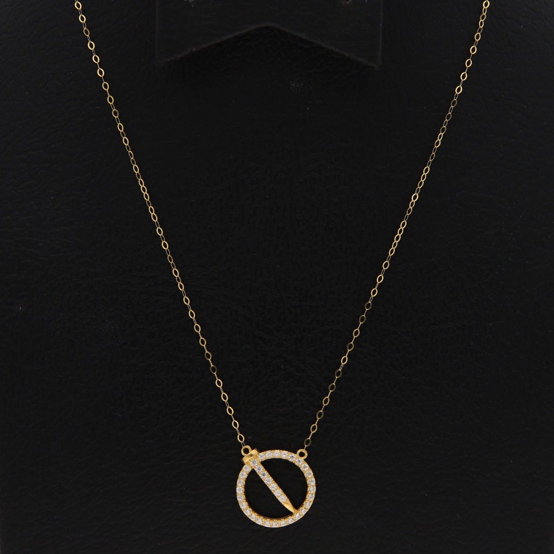 Gold Necklace (Chain with Hollow Circle Shaped Pendant) 21KT - FKJNKL21KM9583