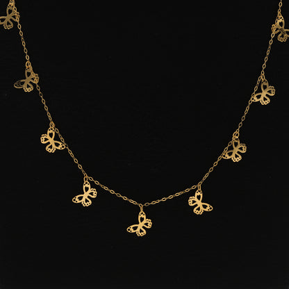 Gold Necklace (Chain with Butterfly Shaped Pendant) 21KT - FKJNKL21KM9587