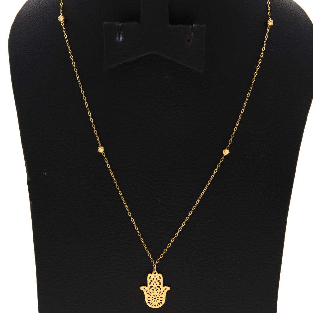 Gold Necklace (Chain with Hamsa Hand Shaped Pendant) 21KT - FKJNKL21KM9582