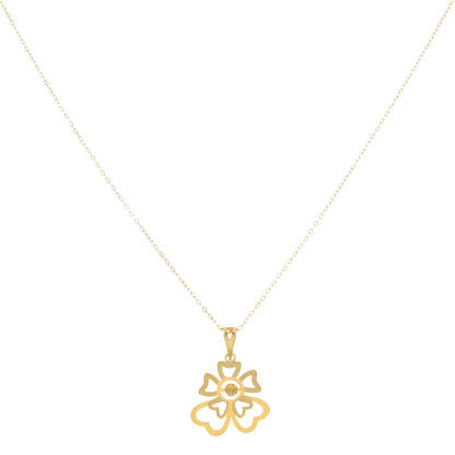 Gold Necklace (Chain Heart Shaped Flower Pendant) 21KT - FKJNKL21KM9570