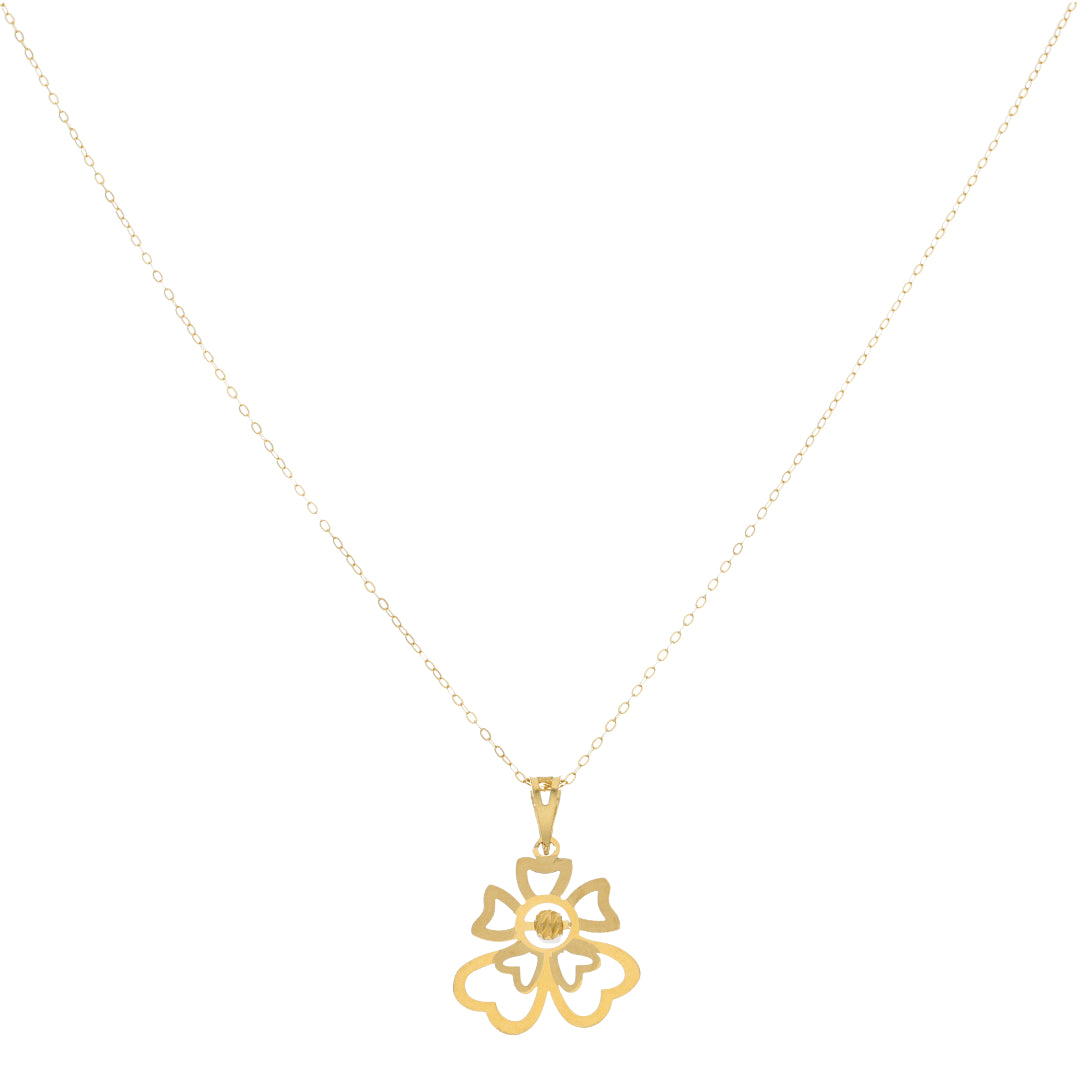 Gold Necklace (Chain With Hollow Flower Shaped Pendant) 21KT - FKJNKL21KM9831