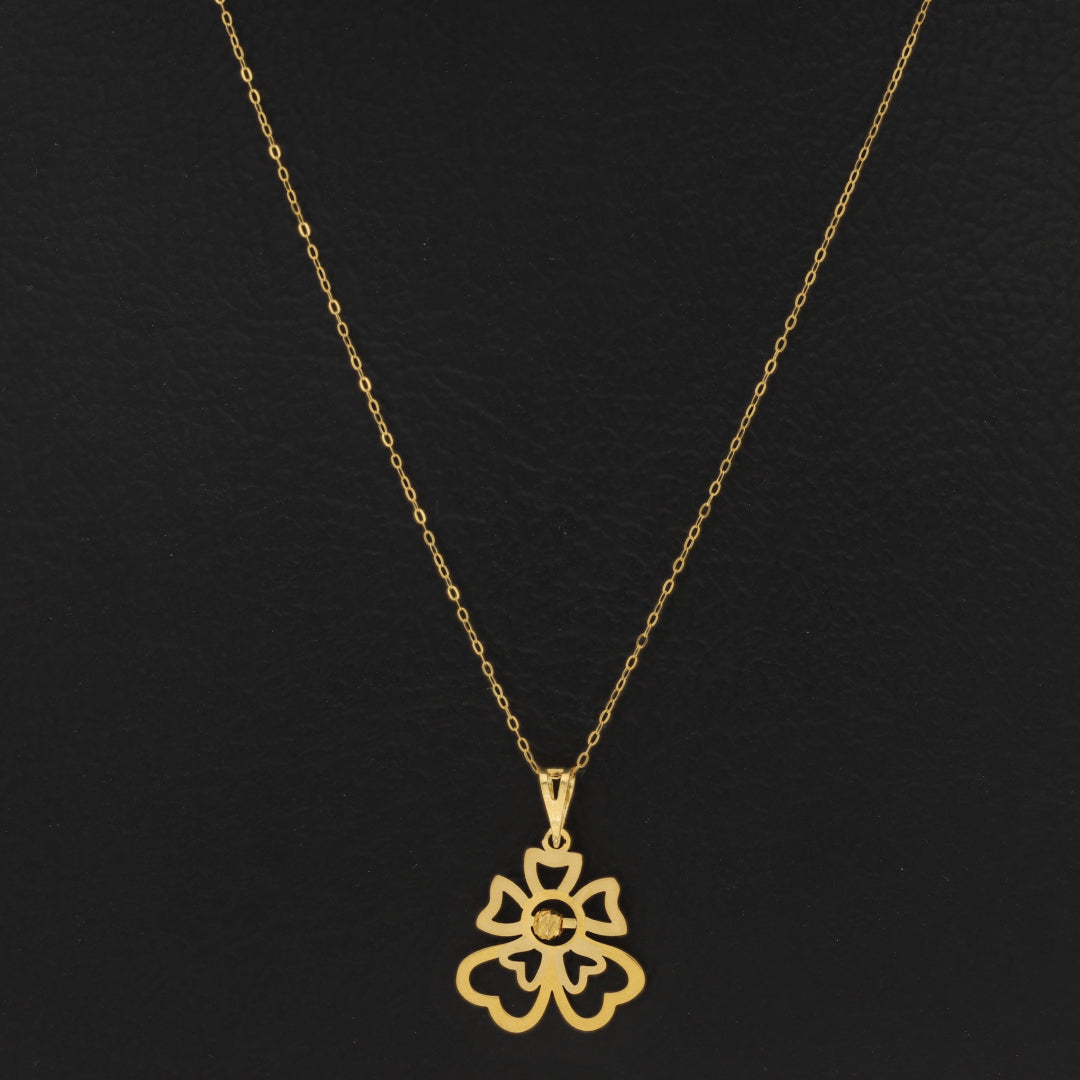 Gold Necklace (Chain Heart Shaped Flower Pendant) 21KT - FKJNKL21KM9570