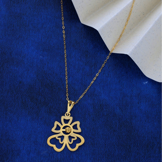 Gold Necklace (Chain Heart Shaped Flower Pendant) 21KT - FKJNKL21KM9570