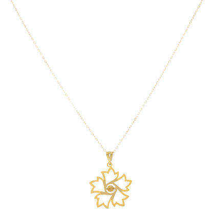 Gold Necklace (Chain Round Leaf Pendant) 21KT - FKJNKL21KM9572