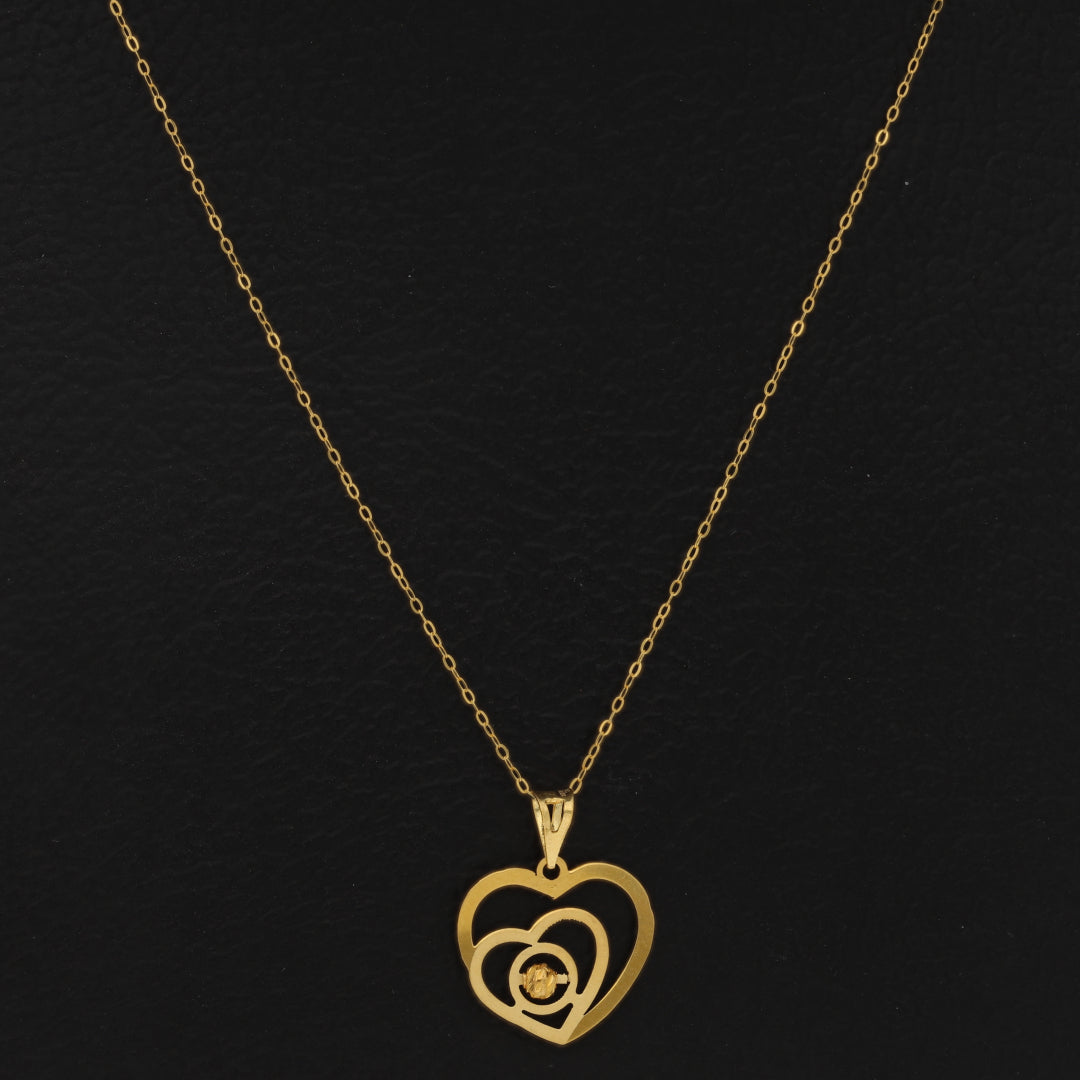 Gold Necklace (Chain Double Heart Shaped Pendant) 21KT - FKJNKL21KM9573