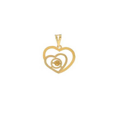 Gold Double Heart Shaped Pendant 21KT - FKJPND21KM9573