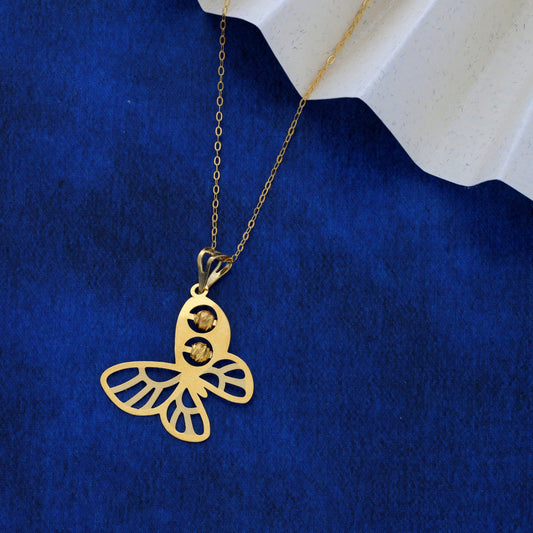 Gold Necklace (Chain Butterfly Shaped Pendant) 21KT - FKJNKL21KM9568