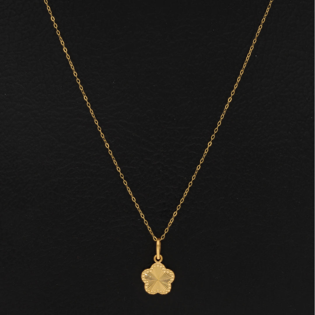 Gold Necklace (Chain Flower Shaped Pendant) 21KT - FKJNKL21KM9575