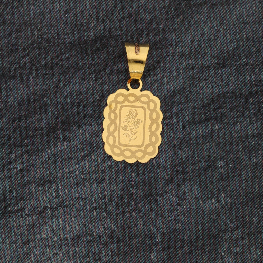 Gold Rose Frame Shaped Pendant 21KT - FKJPND21KM9576