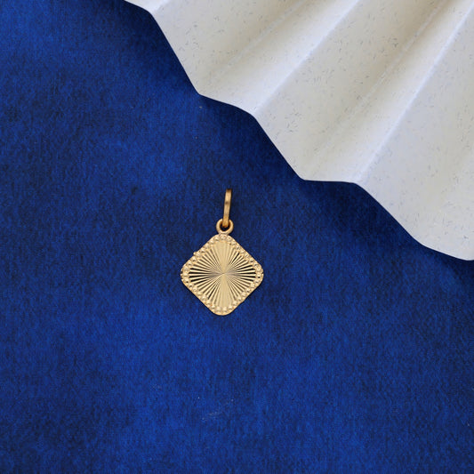 Gold Sun Rays Square Shaped Pendant 21KT - FKJPND21KM9577