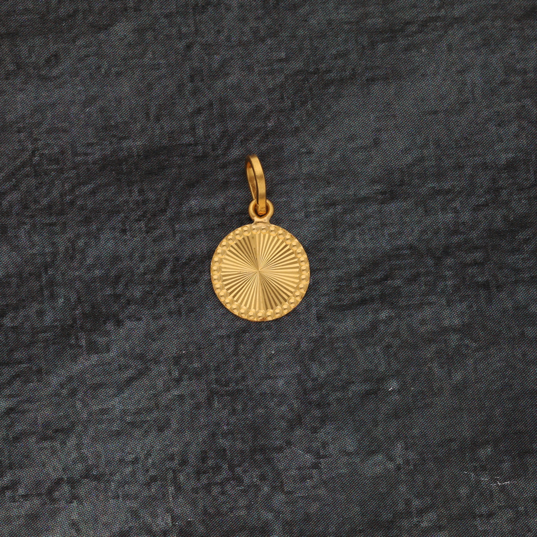 Gold Sun Rays Round Shaped Pendant 21KT - FKJPND21KM9578