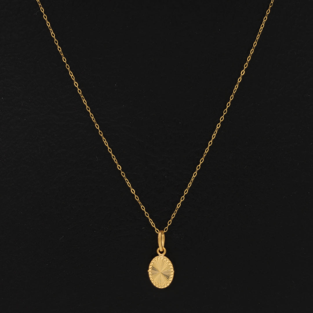 Gold Necklace (Chain Classic Oval Shaped Pendant) 21KT - FKJNKL21KM9579