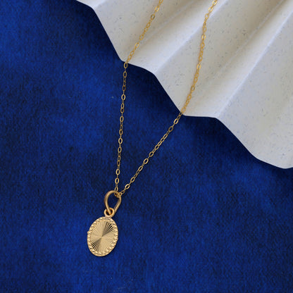 Gold Necklace (Chain Classic Oval Shaped Pendant) 21KT - FKJNKL21KM9579