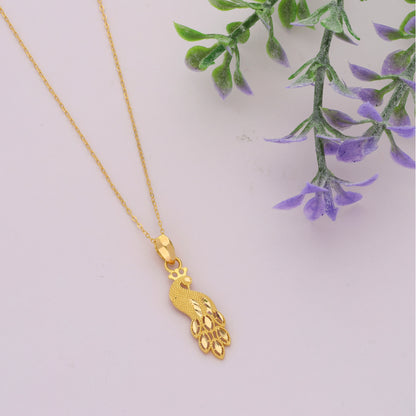 Gold Necklace (Chain Peacock Shaped Pendant) 21KT - FKJNKL21KM9598