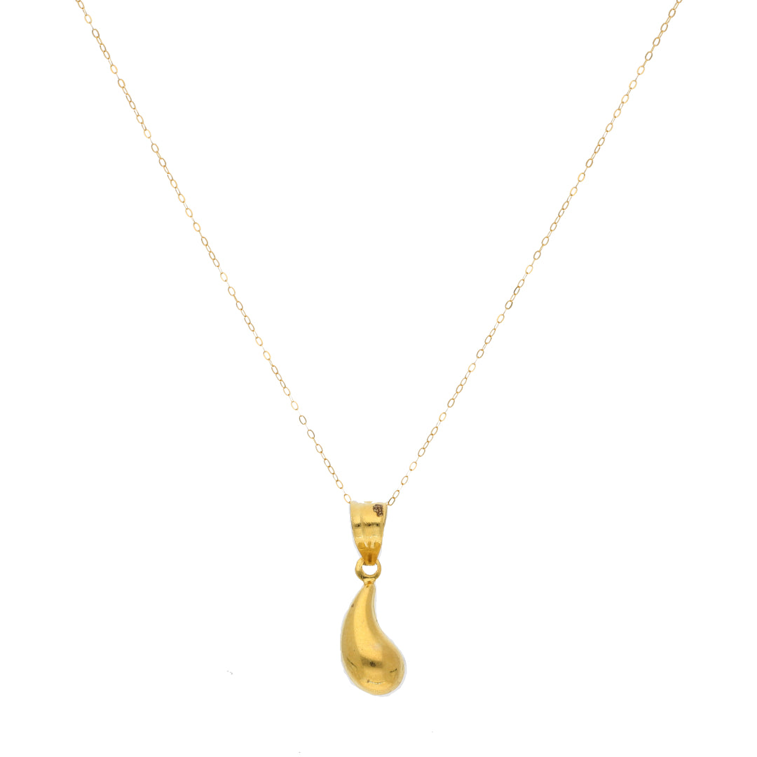 Gold Necklace (Chain Tear Drop Shaped Pendant) 21KT - FKJNKL21KM9600