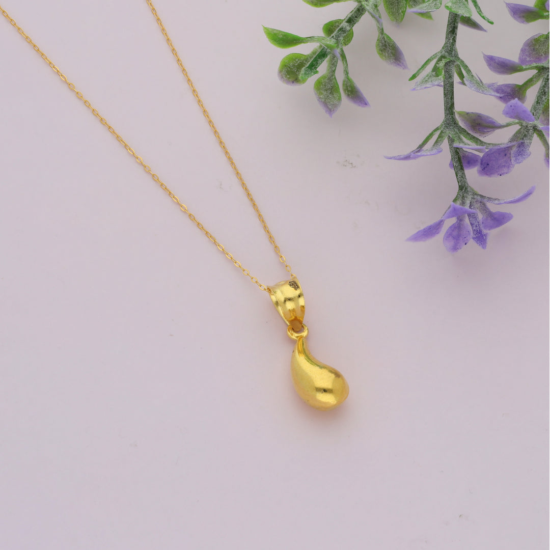 Gold Necklace (Chain Tear Drop Shaped Pendant) 21KT - FKJNKL21KM9600