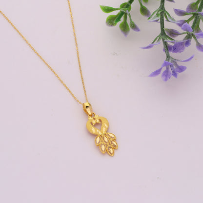 Gold Necklace (Chain Twin Peacock Shaped Pendant) 21KT - FKJNKL21KM9597