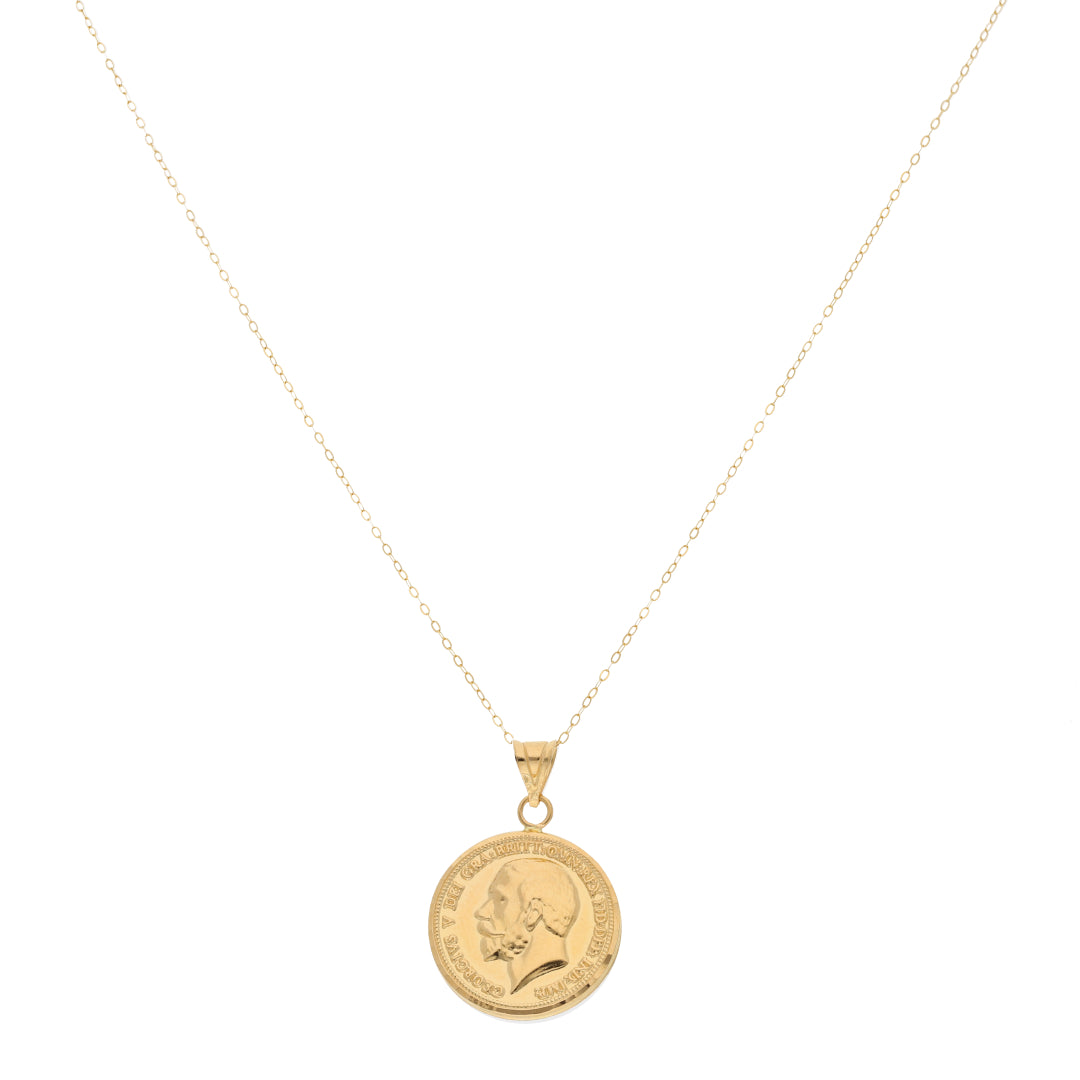 Gold Necklace (Chain Coin Shaped Pendant) 21KT - FKJNKL21KM9608