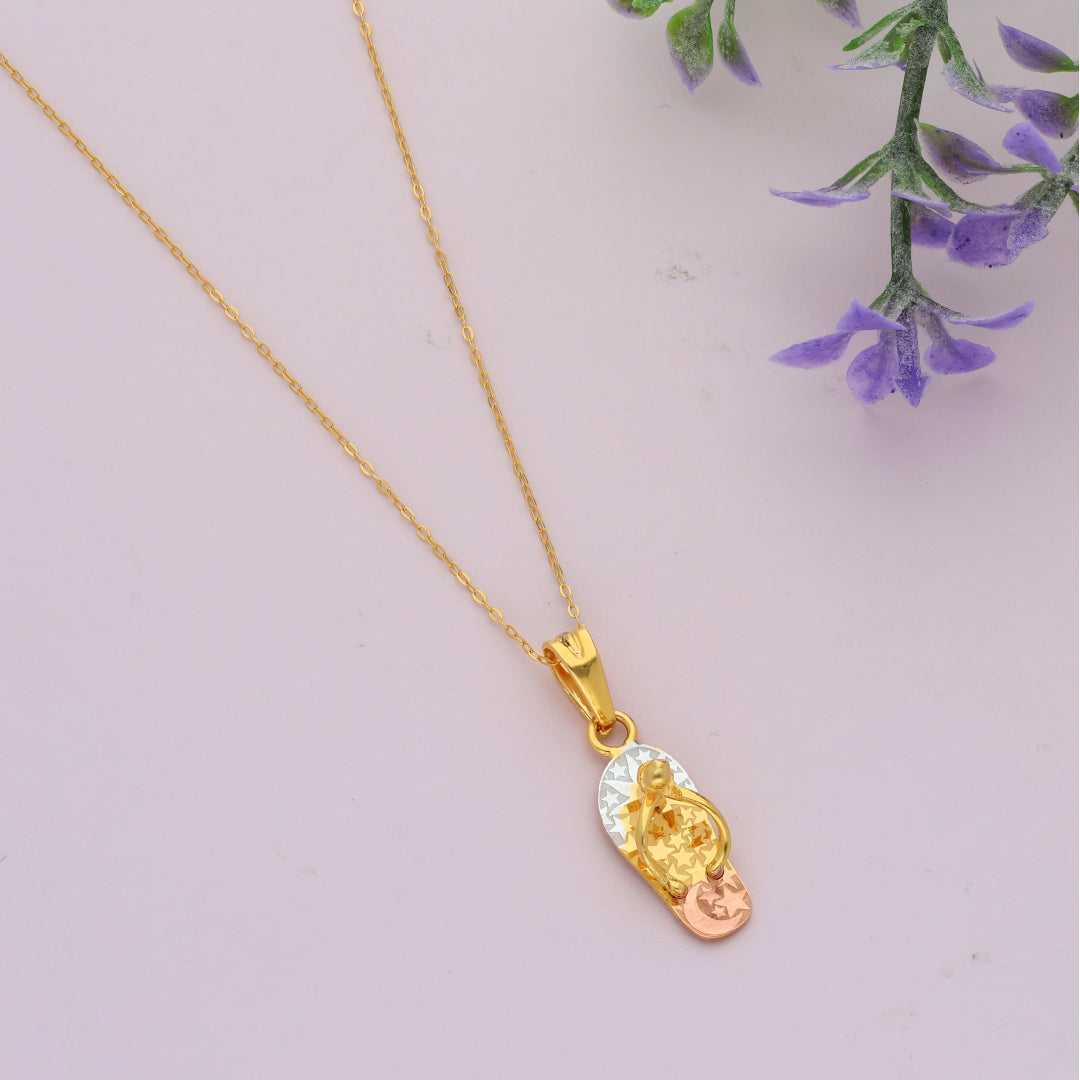 Gold Necklace (Chain Flip-Flop Shaped Pendant) 21KT - FKJNKL21KM9610