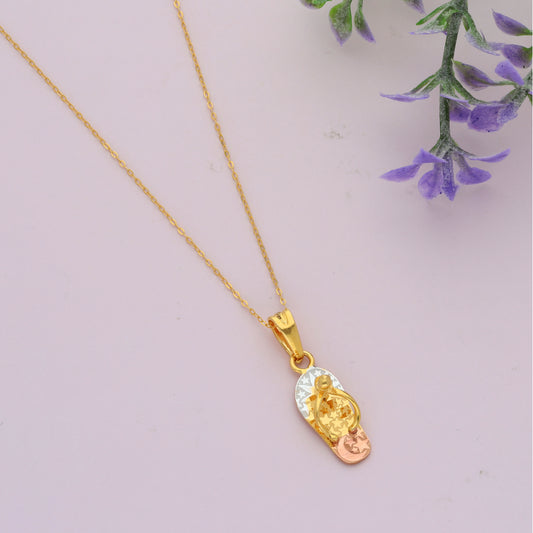 Gold Necklace (Chain Flip-Flop Shaped Pendant) 21KT - FKJNKL21KM9610