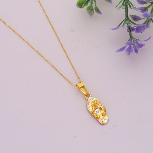 Gold Necklace (Chain Flip-Flop Shaped Pendant) 21KT - FKJNKL21KM9611