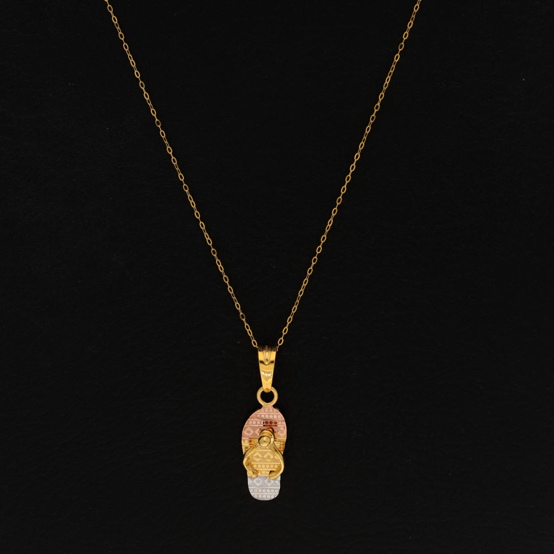 Gold Necklace (Chain Flip-Flop Shaped Pendant) 21KT - FKJNKL21KM9612